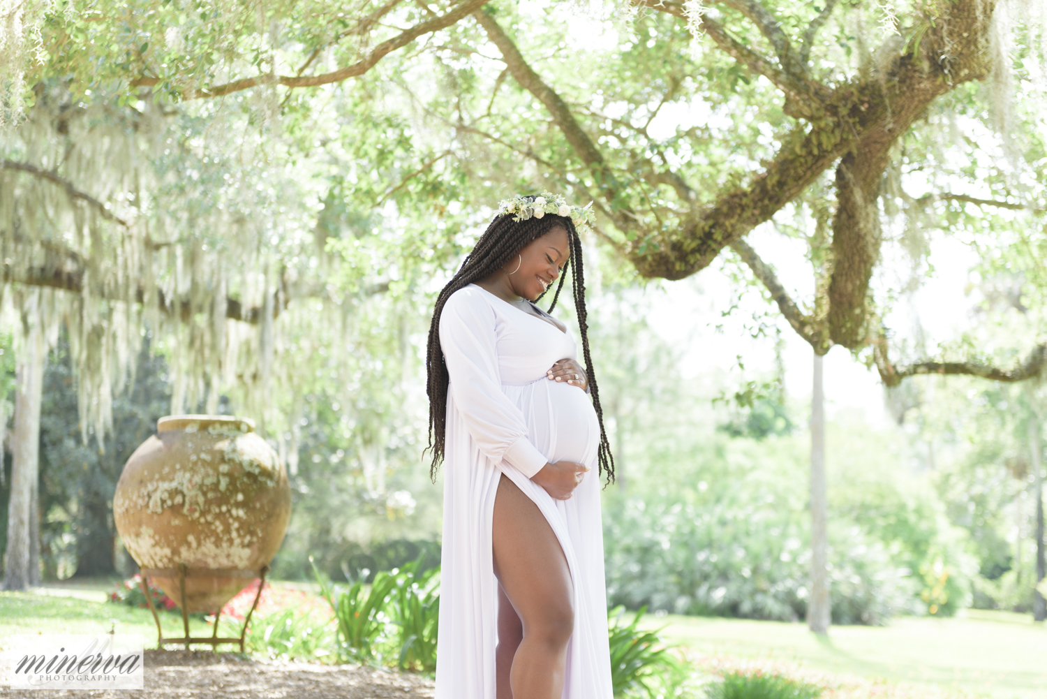 001_bok-tower-gardens_maternity-session_pregnancy-gown_portraits_orlando-photographer_orlando-family-baby-photography_goddess-dress_flower-crown